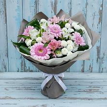 Букет цветов из:  Герберы, Альстромерии и Хризантемы #REPLACE_PRED# Тельме