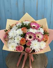 Букет цветов из:  Розы, Герберы и Хризантемы в Тельме
