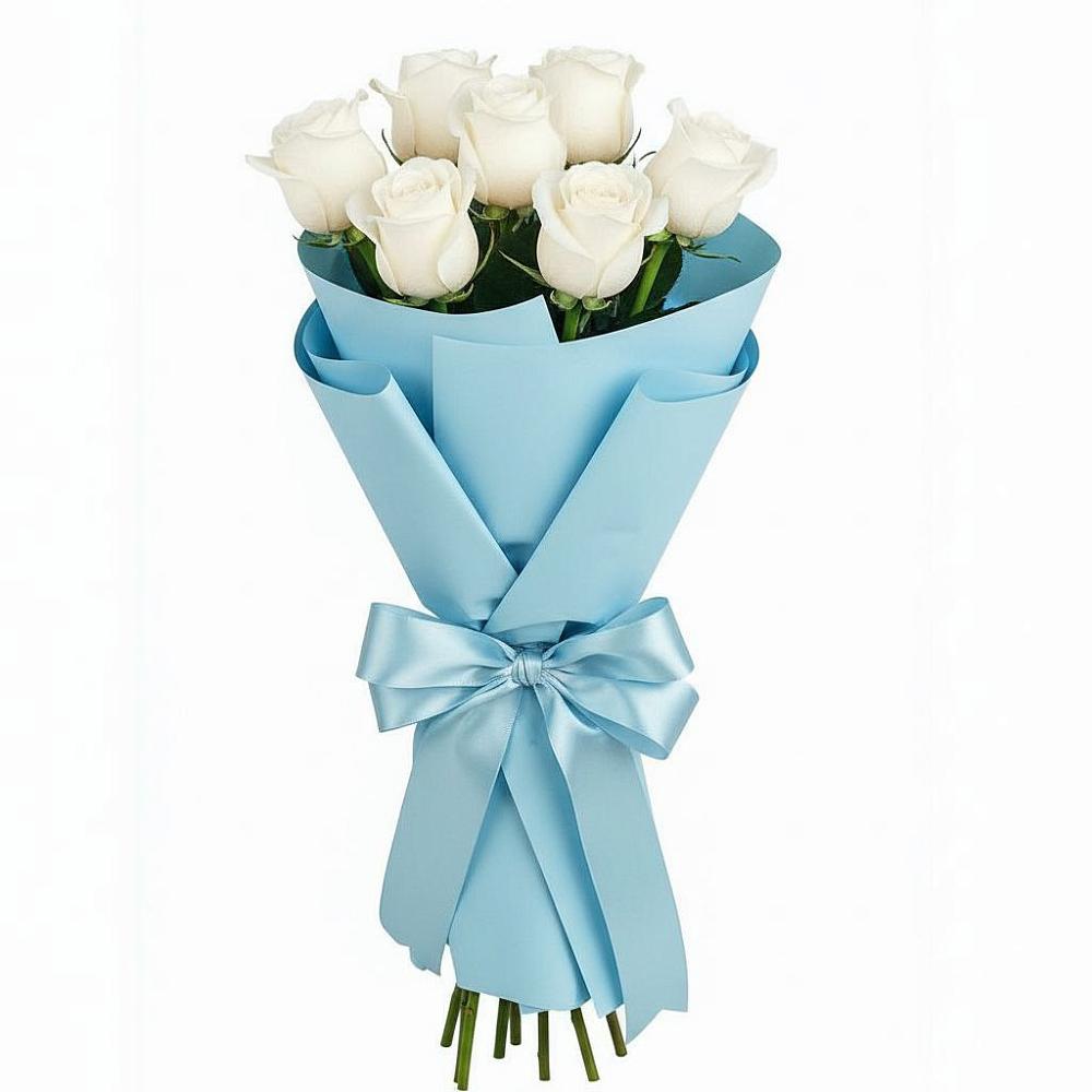 Букет 7 белых роз Проуд в Тельме