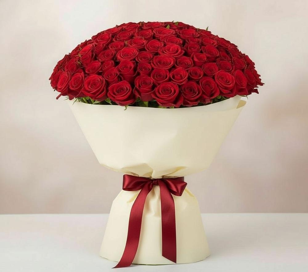 Букет 101 Красная роза Милано в Тельме