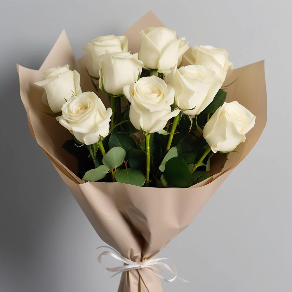 Букет 9 Белых роз Эдлесс Лав в Тельме