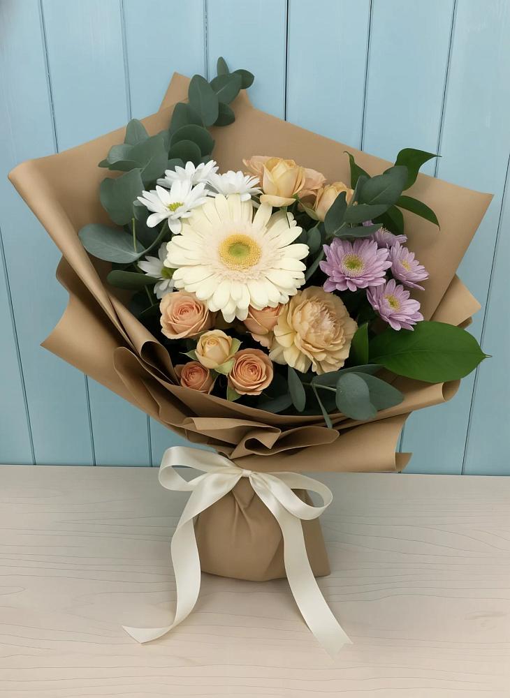 Букет цветов из: Герберы и Хризантемы в Тельме