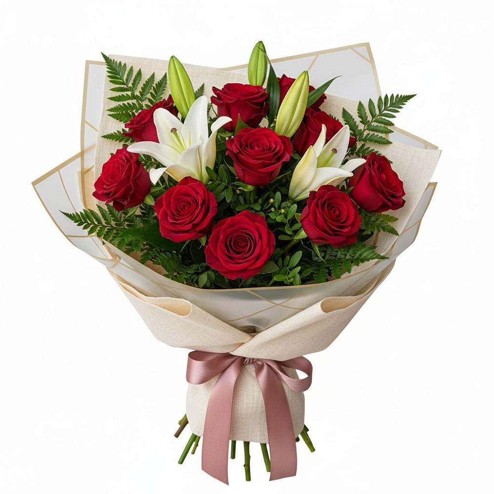 Букет цветов из: Лилии и Розы в Тельме