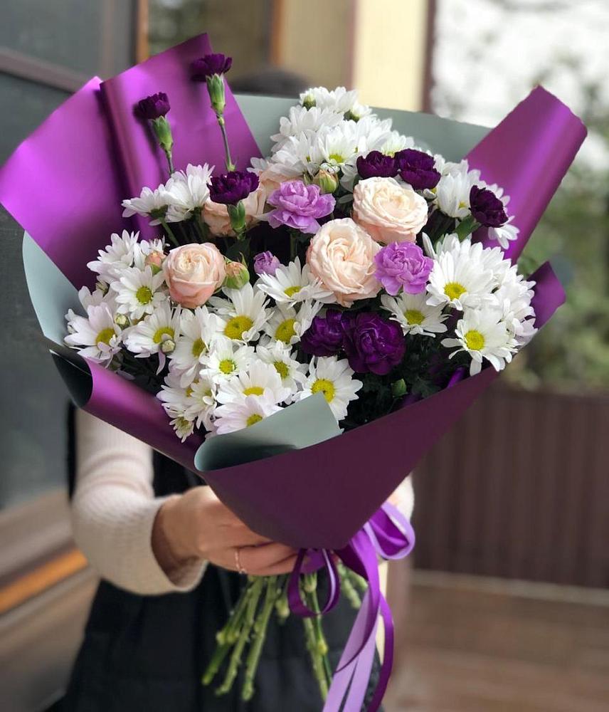 Букет цветов из: Хризантемы, Гвоздики и Розы в Тельме