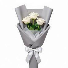 Букет 3 белые розы в Тельме