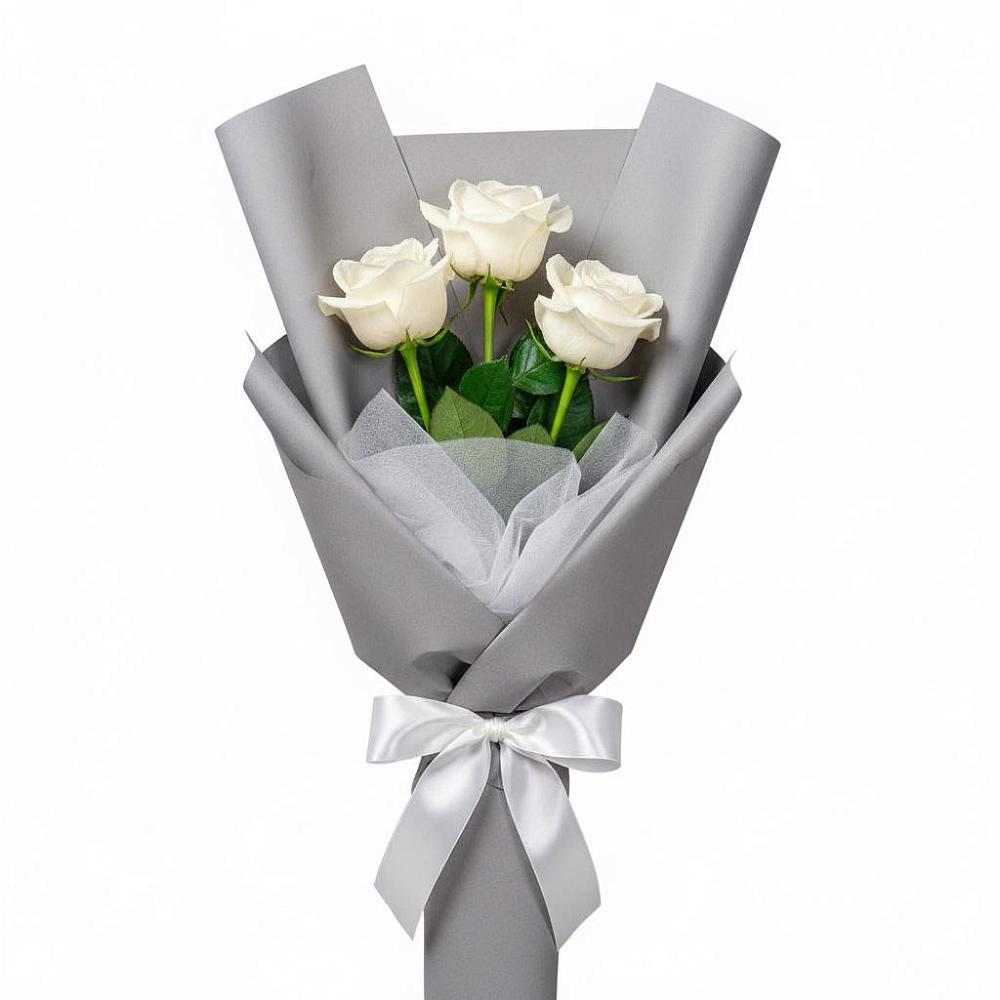 Букет 3 белые розы в Тельме