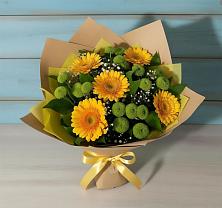 Букет цветов из:  Герберы и Хризантемы в Тельме