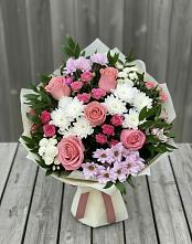 Букет цветов из:  Альстромерии, Гвоздики, Розы и Хризантемы #REPLACE_PRED# Тельме