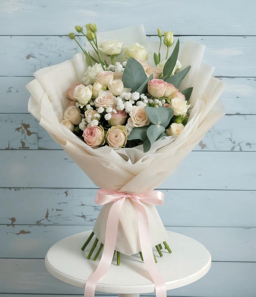 Букет цветов из: Розы и Лизиантусы в Тельме