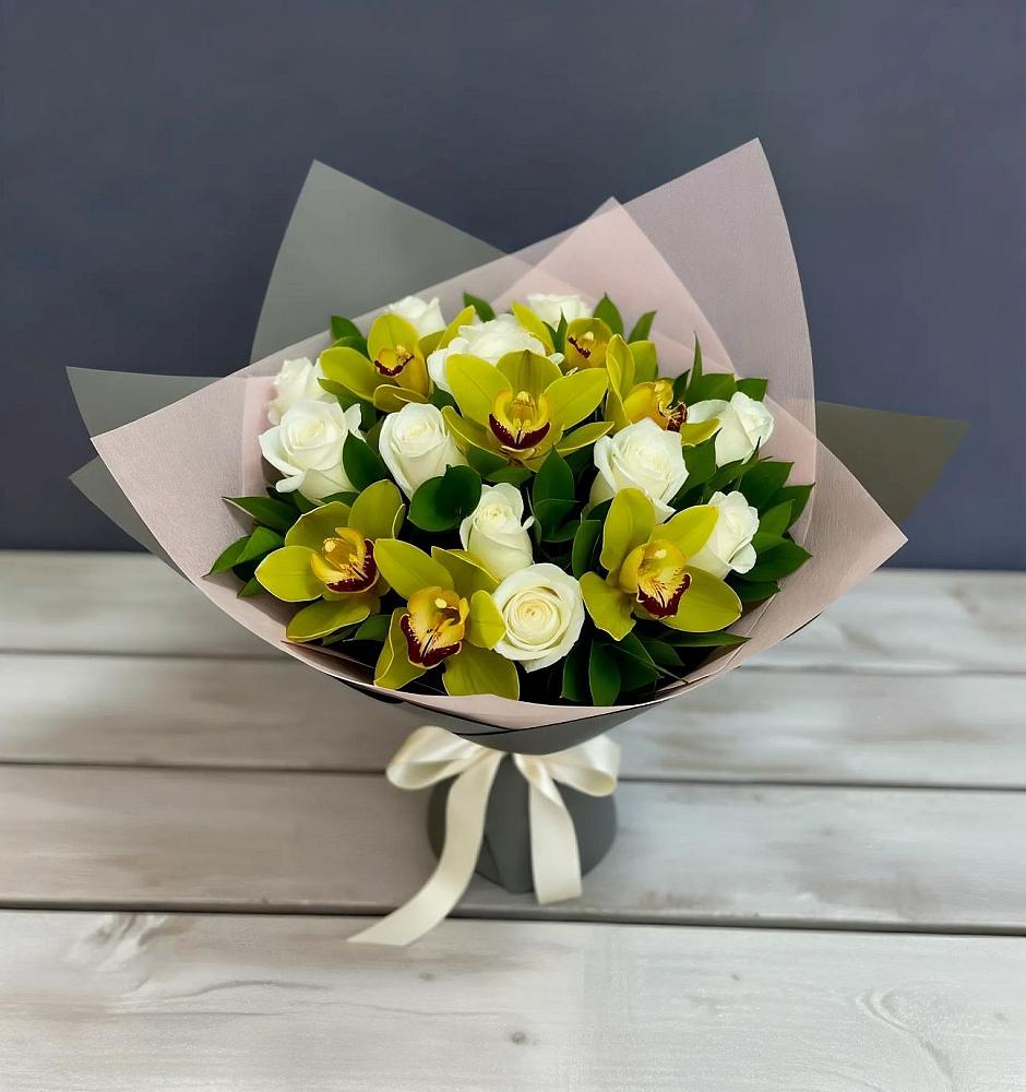 Букет цветов из: Орхидеи и Розы в Тельме