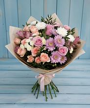 Букет цветов из:  Хризантемы, Розы и Альстромерии в Тельме