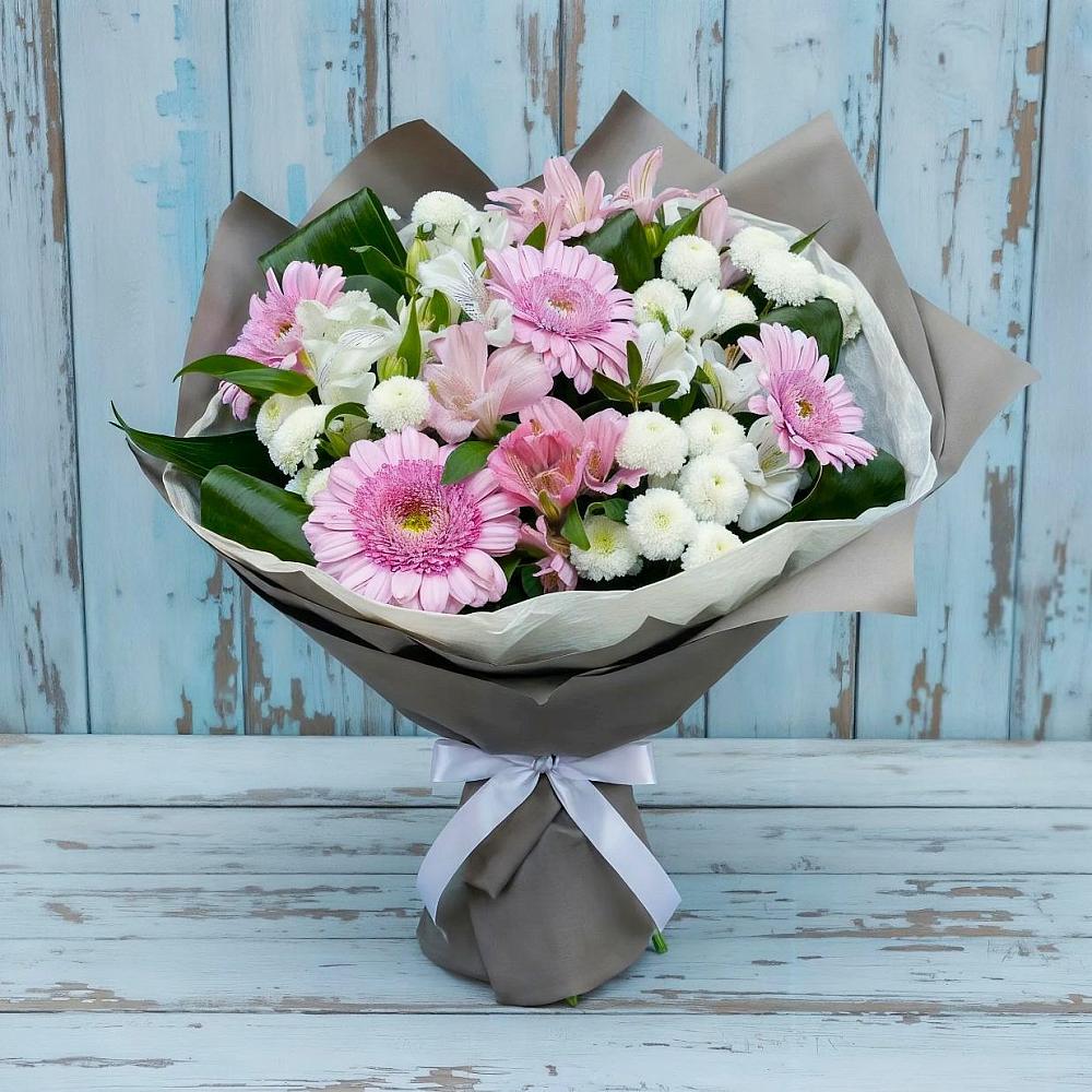 Букет цветов из: Герберы, Альстромерии и Хризантемы в Тельме
