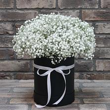 Цветочная композиция из Гипсофила в шляпной коробке в Тельме