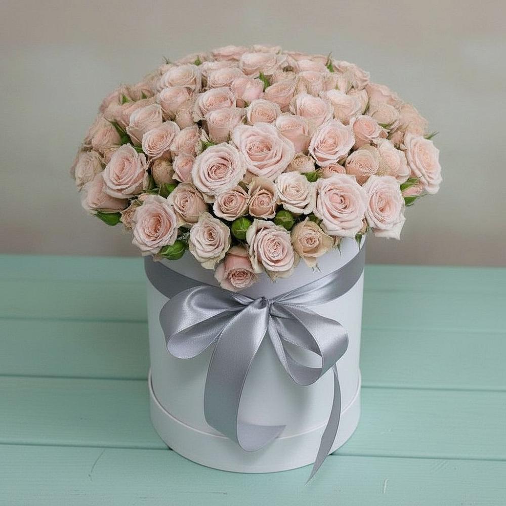 Цветочная композиция из Розы в шляпной коробке в Тельме